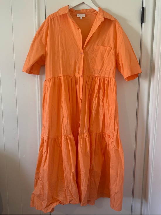 Mable Dresses & Skirts - Orange Tiered Button-Front Midi Dress
